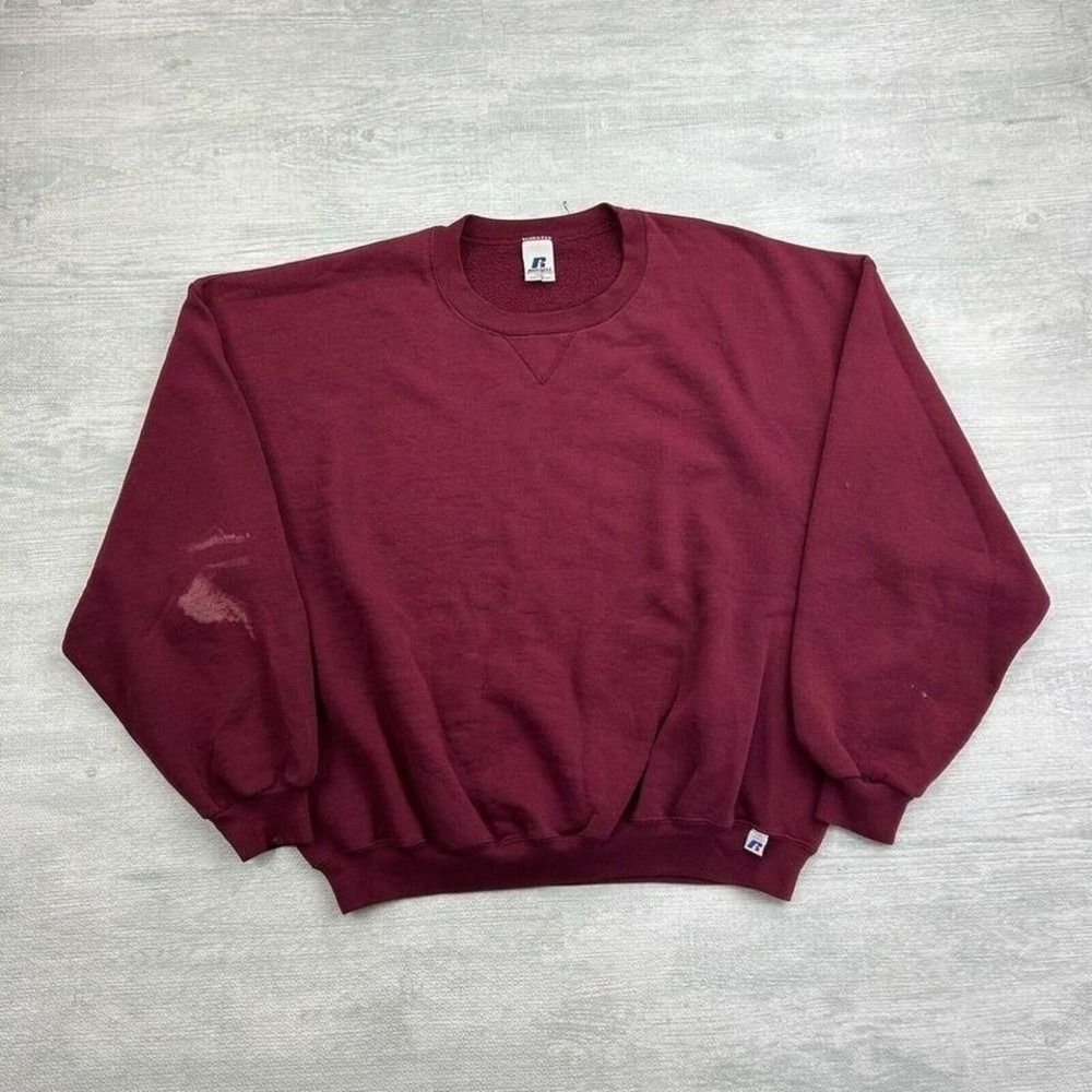 Vintage Russell Athletics Sweatshirt Adult 2XL Red Burgundy Crewneck Blank
